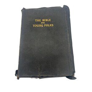 1945 Bible for Young Folks Illustrated KJV Leather Bound Book